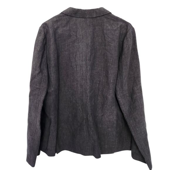 Lafayette 148 New York Linen Grey Blazer 12‎ Classic Career Office Preppy Corp - Picture 2 of 7